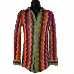 Missoni Orange Label Chevron Button Down Top